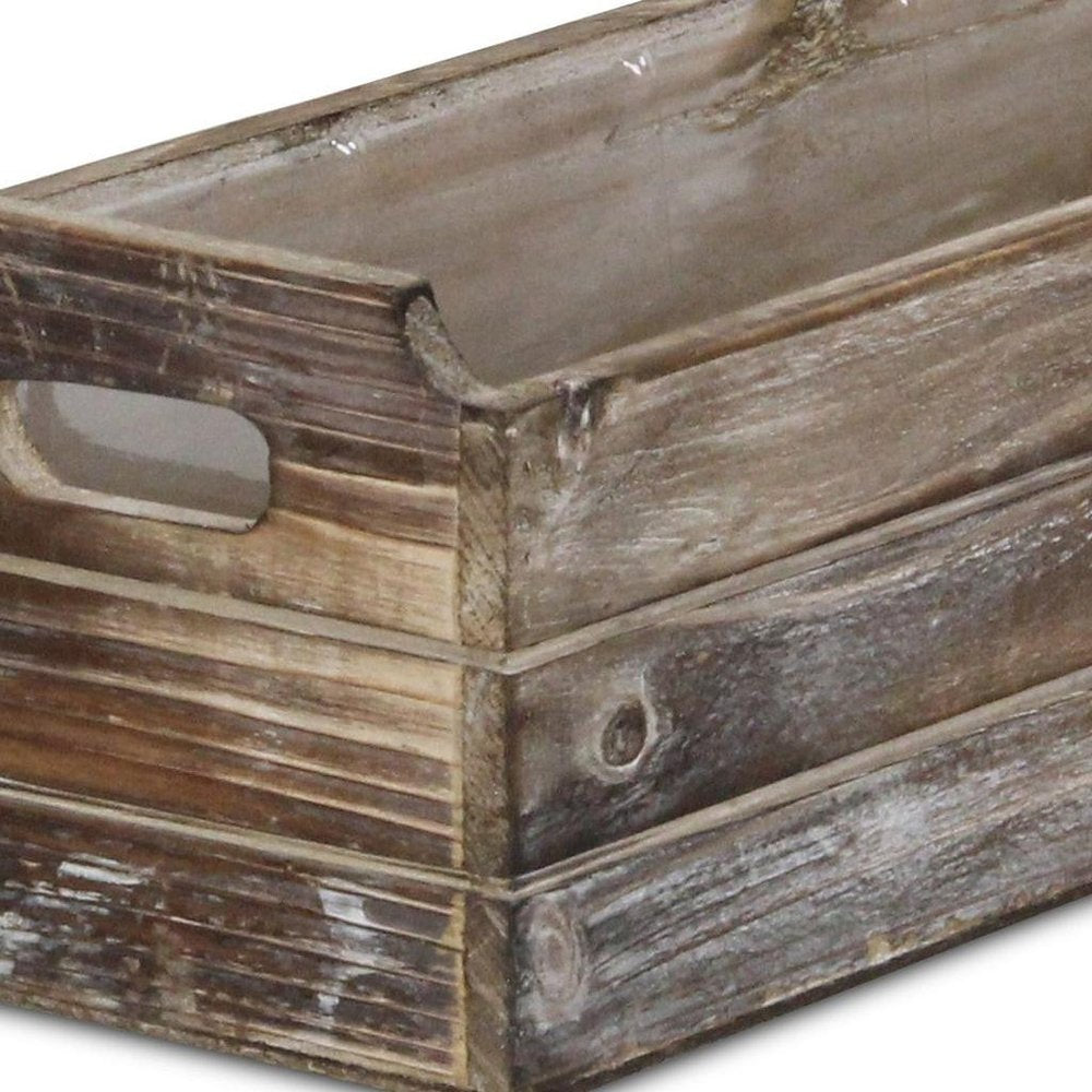 Brown Wood 200 Ounce Rectangular Distressed Planter Box