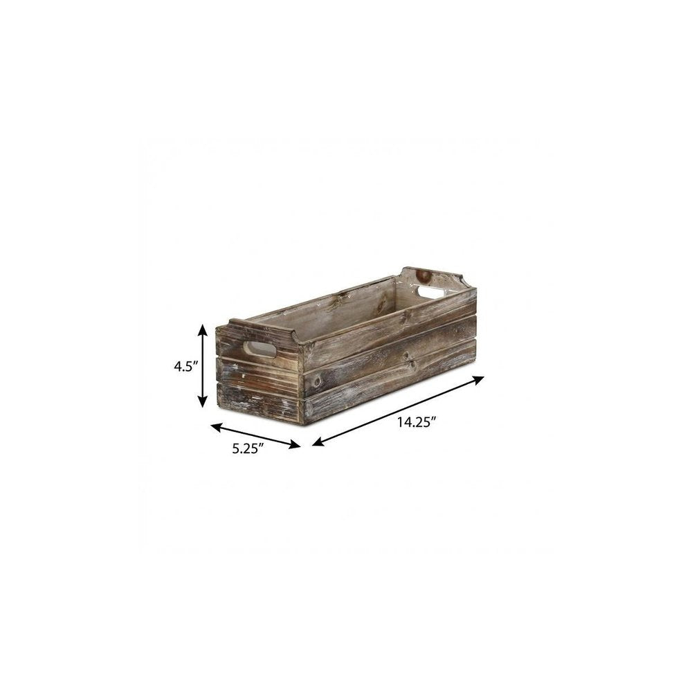 Brown Wood 200 Ounce Rectangular Distressed Planter Box