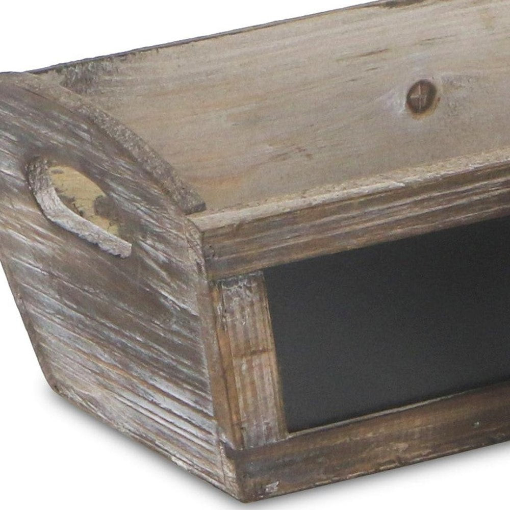 Set of Three Brown Wood 300 Ounce Rectangular Distressed Planter Boxes