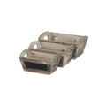 Set of Three Brown Wood 300 Ounce Rectangular Distressed Planter Boxes on a white background