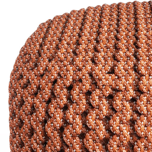 18" Orange Polyester Round Outdoor Pouf Ottoman