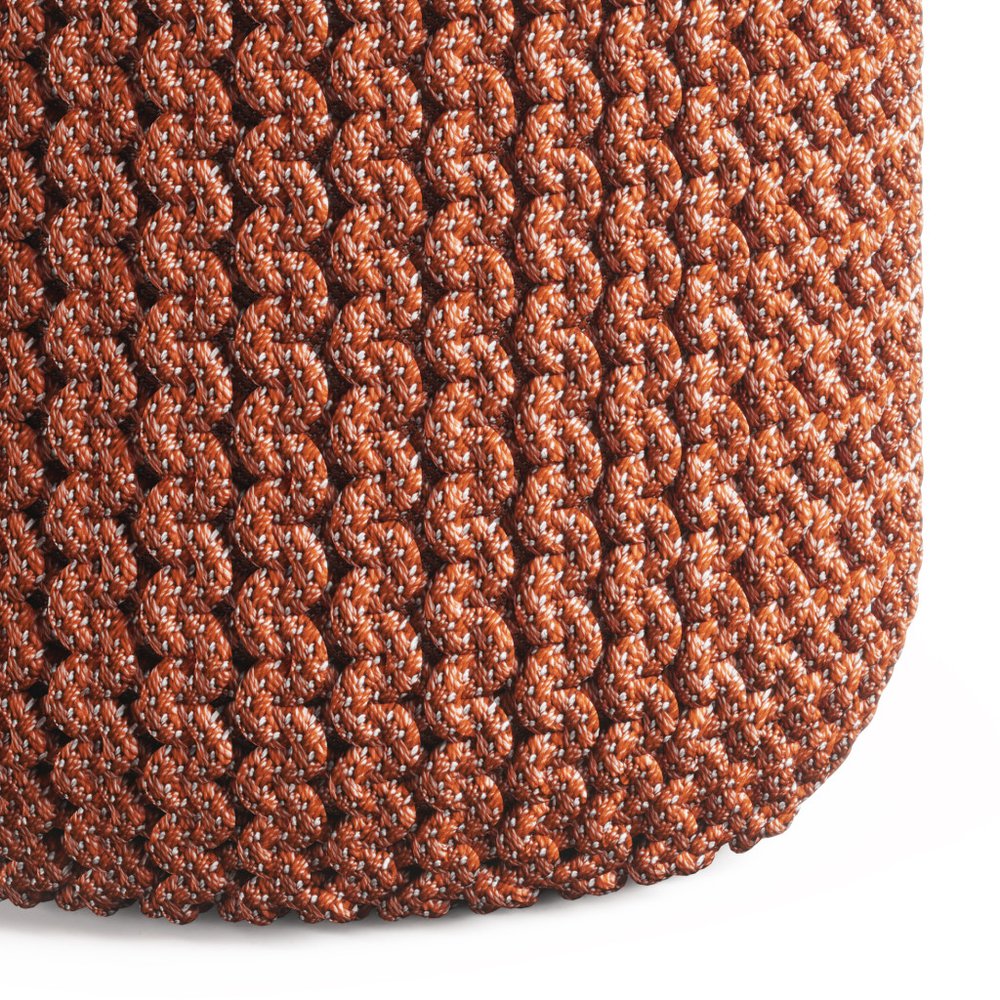18" Orange Polyester Round Outdoor Pouf Ottoman