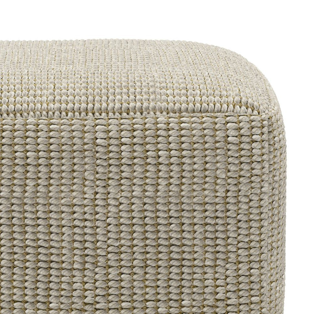 18" Cream Polyester Cube Outdoor Pouf Ottoman