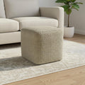 18" Cream Polyester Cube Outdoor Pouf Ottoman