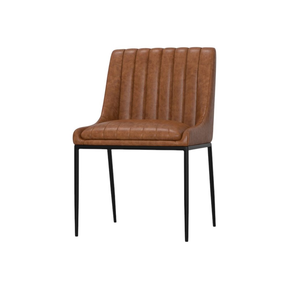 Set of Two Tan and Black Wood Dining Parsons Chairs