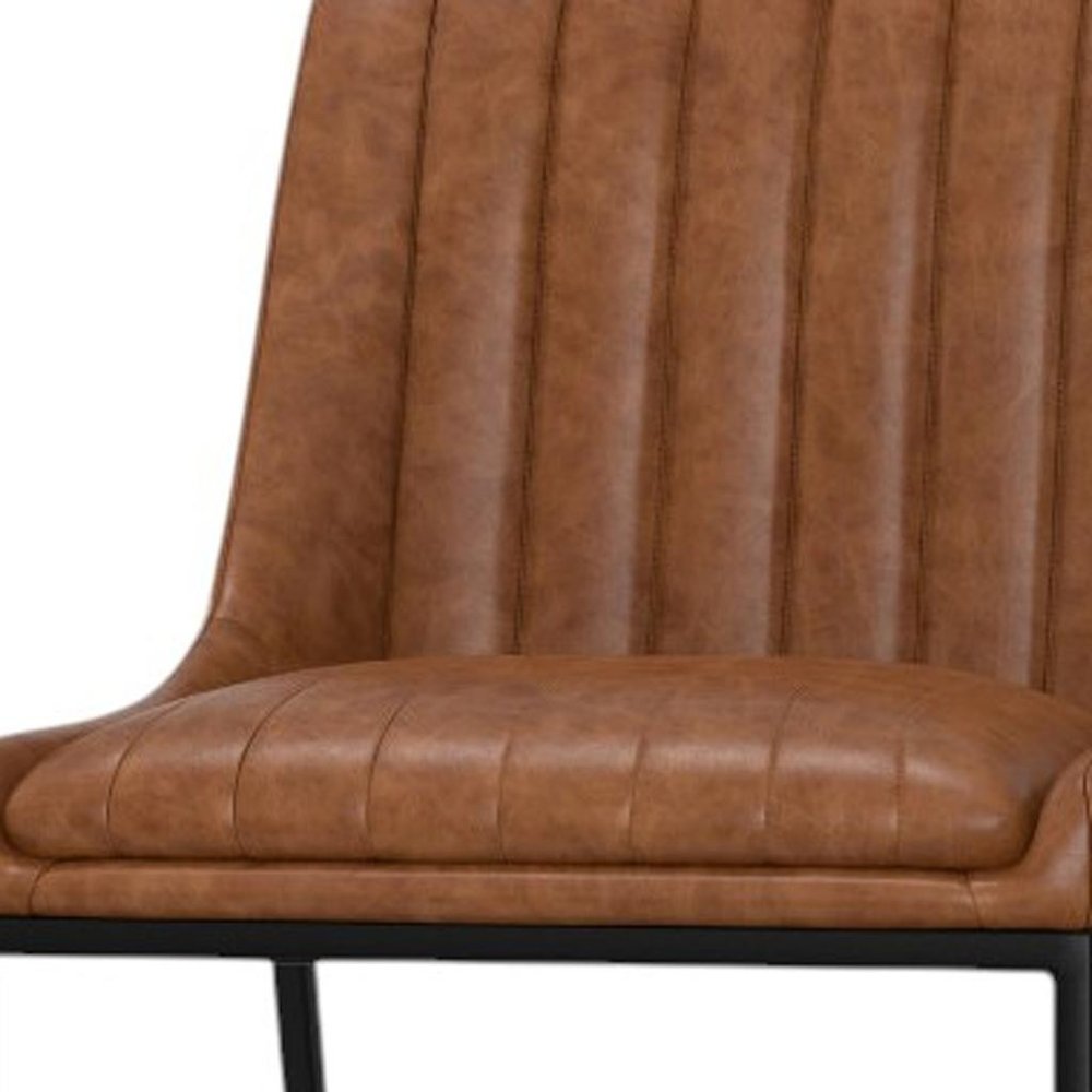 Set of Two Tan and Black Wood Dining Parsons Chairs