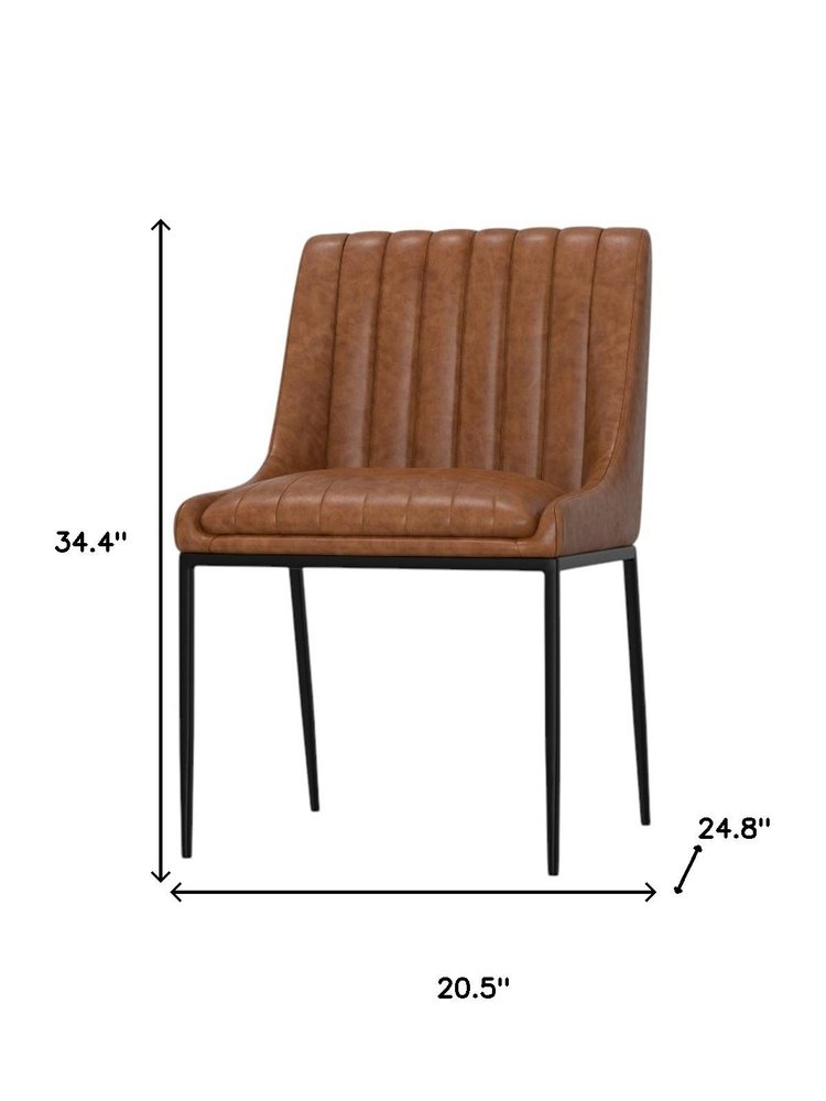 Set of Two Tan and Black Wood Dining Parsons Chairs
