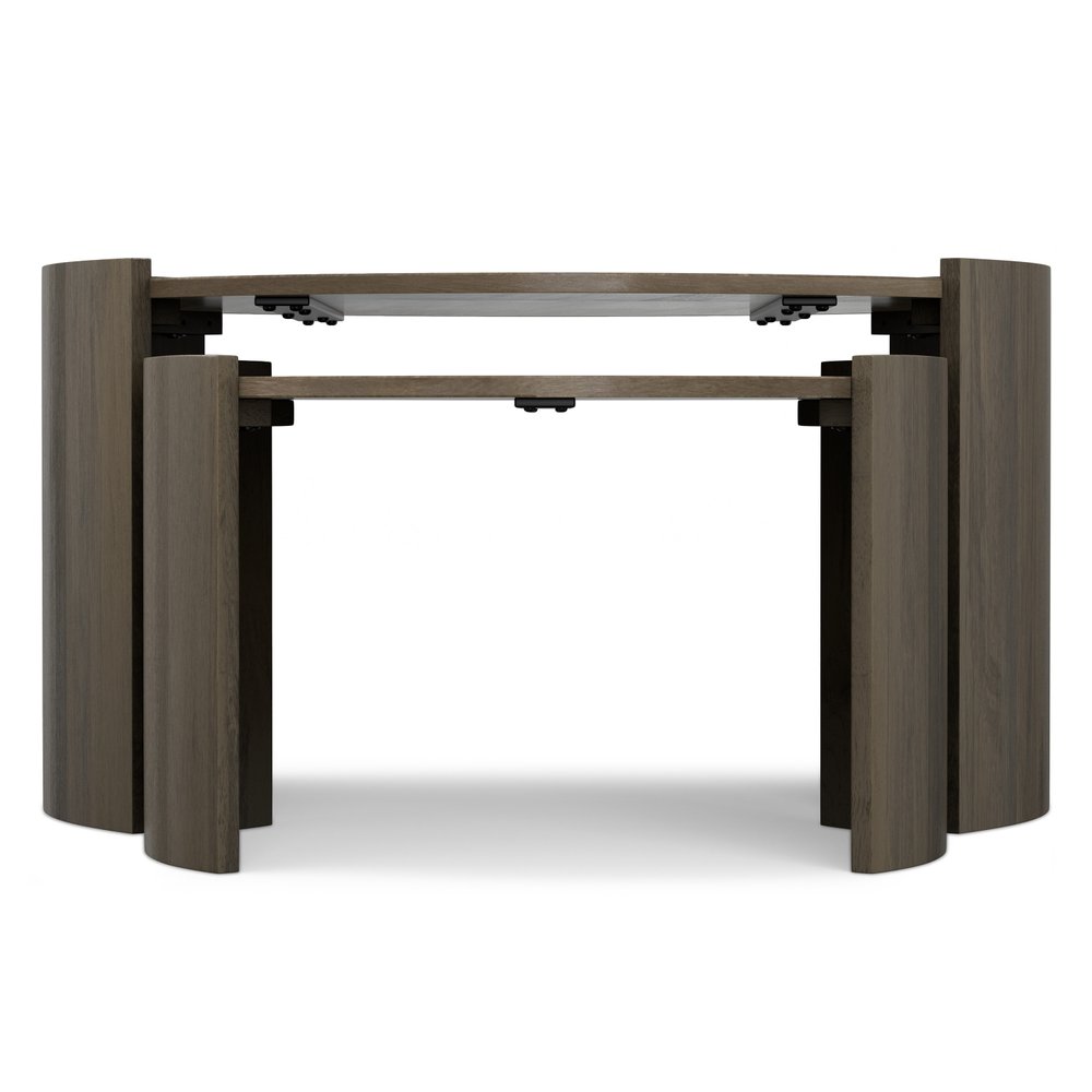 Set Of Two Ash Gray Solid Wood Round Solid Nested Coffee Tables