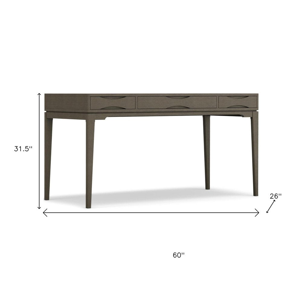 60" White Solid Wood Writing Desk With Two Drawers