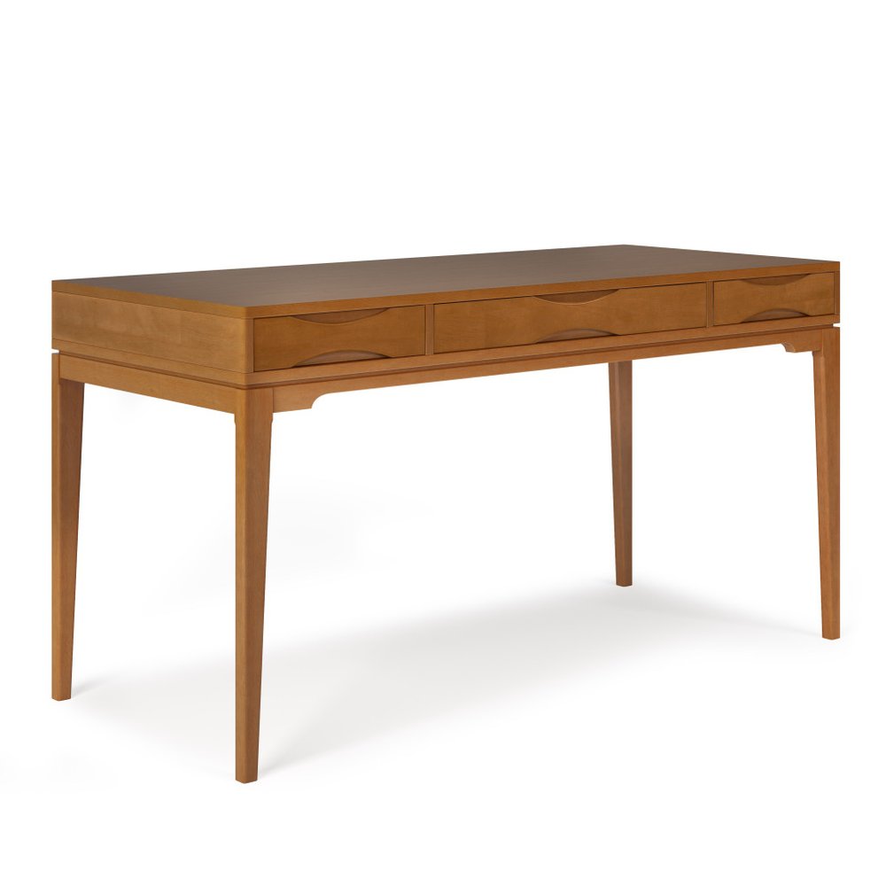60" White Solid Wood Writing Desk With Two Drawers