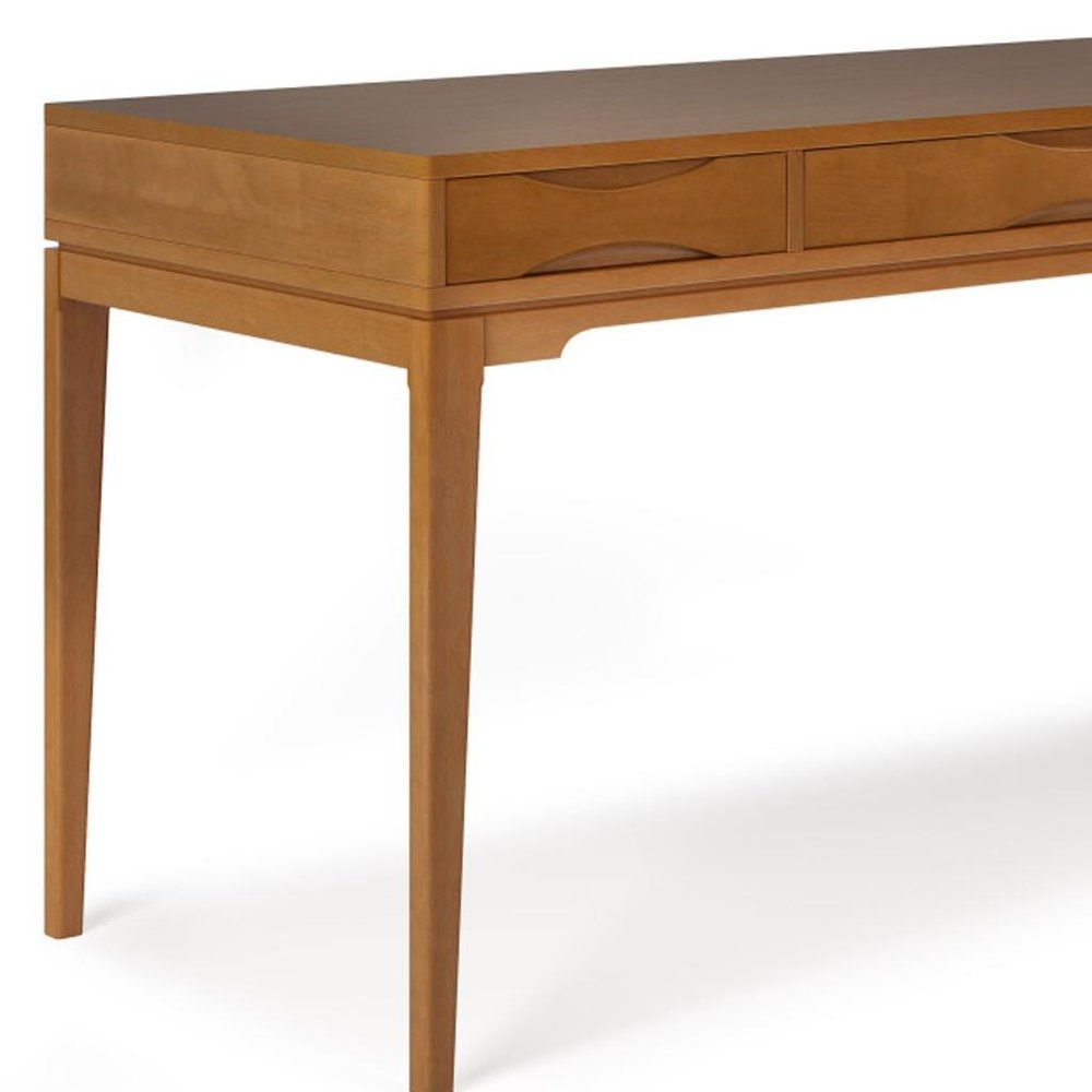 60" White Solid Wood Writing Desk With Two Drawers