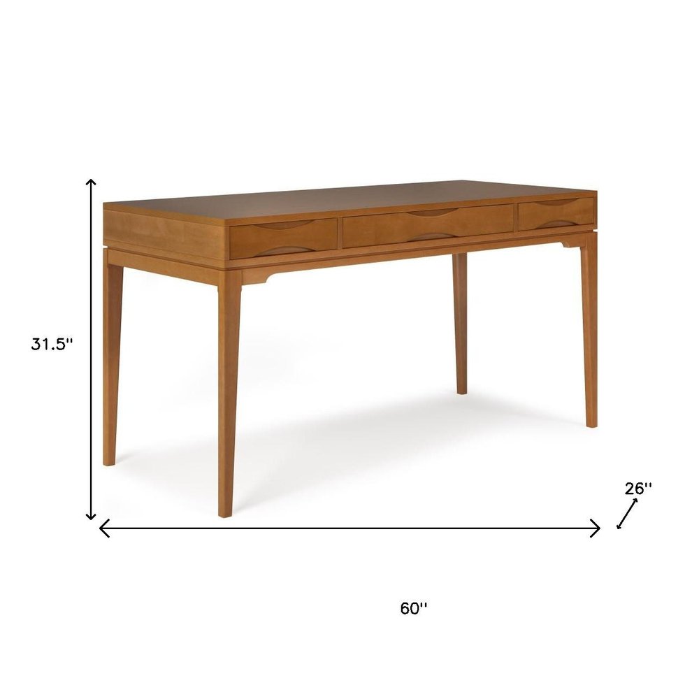 60" White Solid Wood Writing Desk With Two Drawers