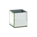 Set of Six Silver Mirrored Glass Square Table Vases on a white background