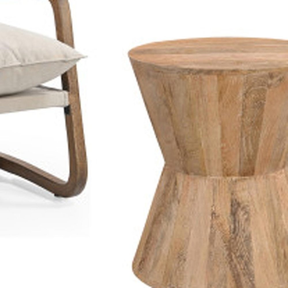 Set of Three Brown Solid Wood Round Solid Furniture Set - 16.00" H x 16.00" W x 18.00" D on a white background