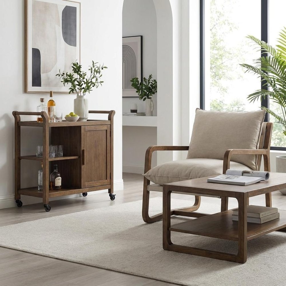 Set of Three Brown Solid Wood Round Solid Furniture Set - 16.00" H x 16.00" W x 18.00" D