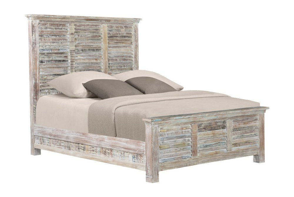 Three Piece White Solid Wood Bedroom Set on a white background