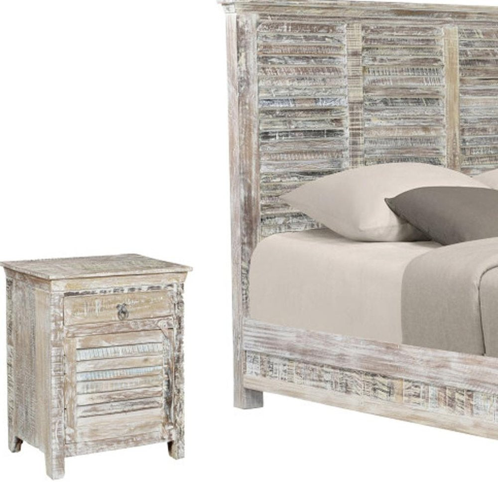 Three Piece White Solid Wood Bedroom Set on a white background