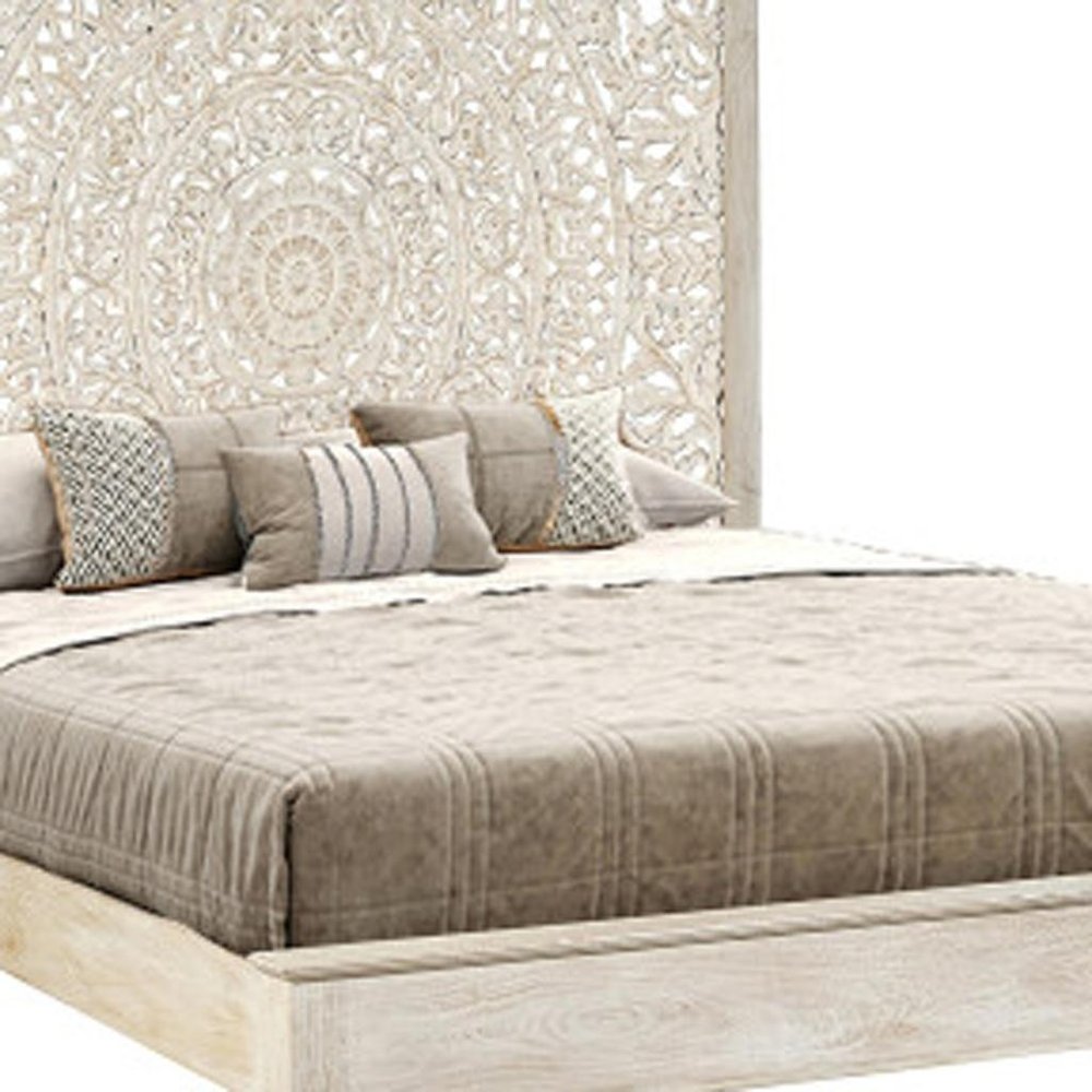 Three Piece White Solid Wood Bedroom Set on a white background
