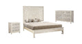Three Piece White Solid Wood Bedroom Set on a white background