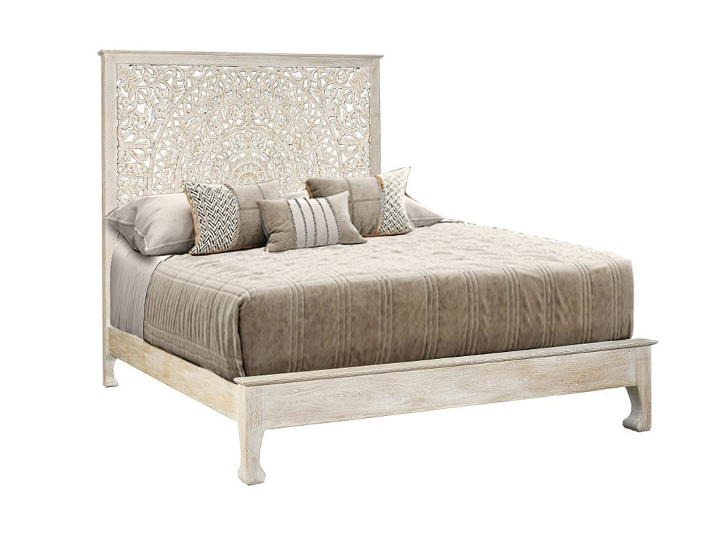 Three Piece White Solid Wood Bedroom Set
