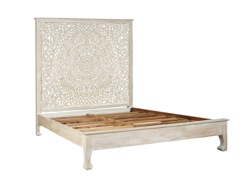 Three Piece White Solid Wood Bedroom Set