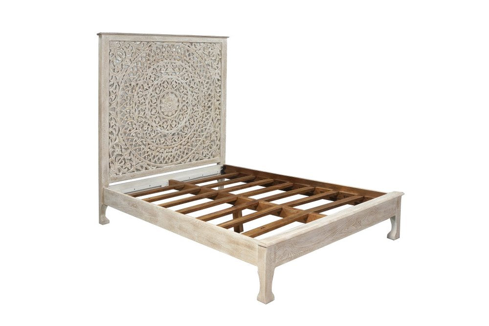 Three Piece White Solid Wood Bedroom Set
