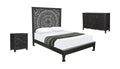 Three Piece Black Solid Wood Bedroom Set on a white background