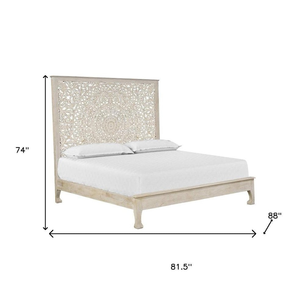 Three Piece White Solid Wood Bedroom Set on a white background