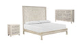 Three Piece White Solid Wood Bedroom Set on a white background