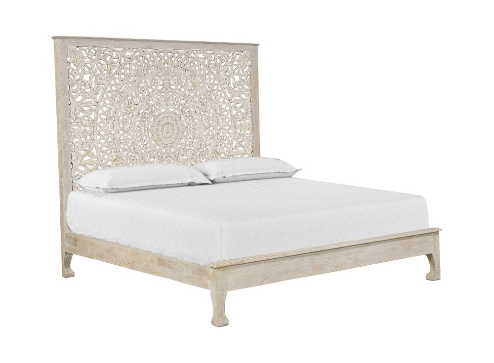 Three Piece White Solid Wood Bedroom Set