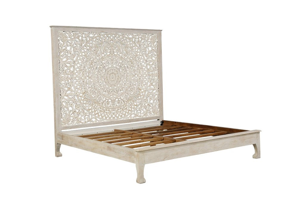Three Piece White Solid Wood Bedroom Set