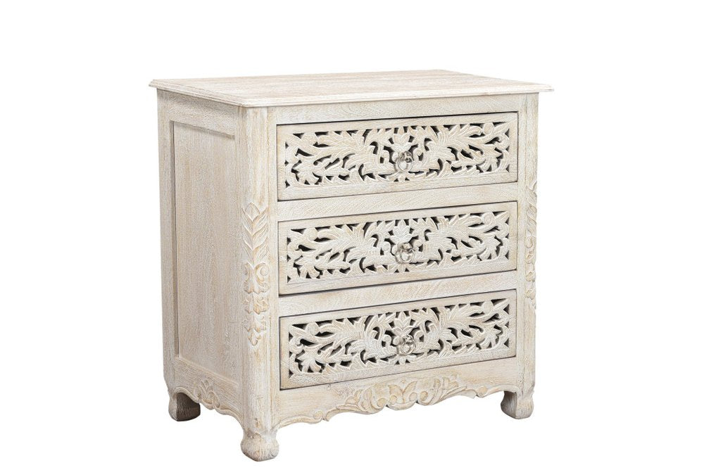 Three Piece White Solid Wood Bedroom Set