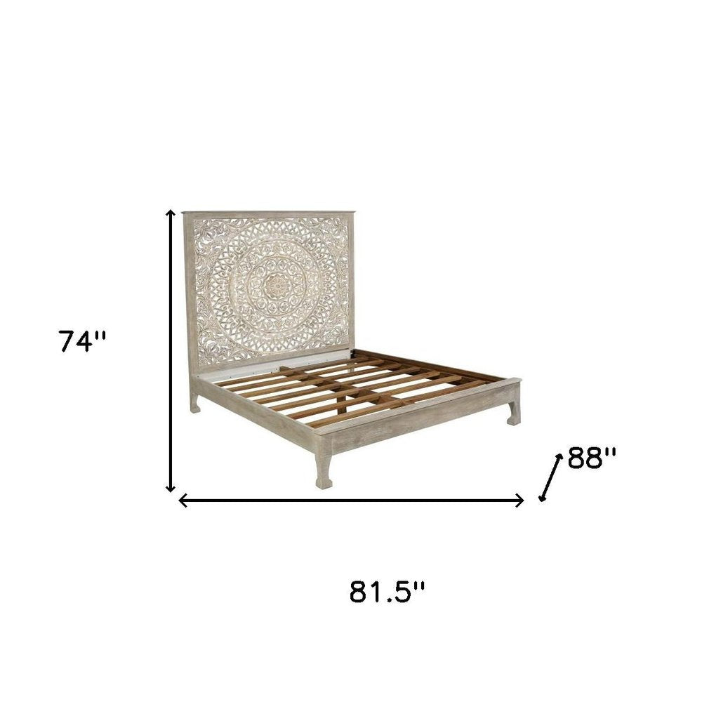 Three Piece Gray Solid Wood Bedroom Set on a white background