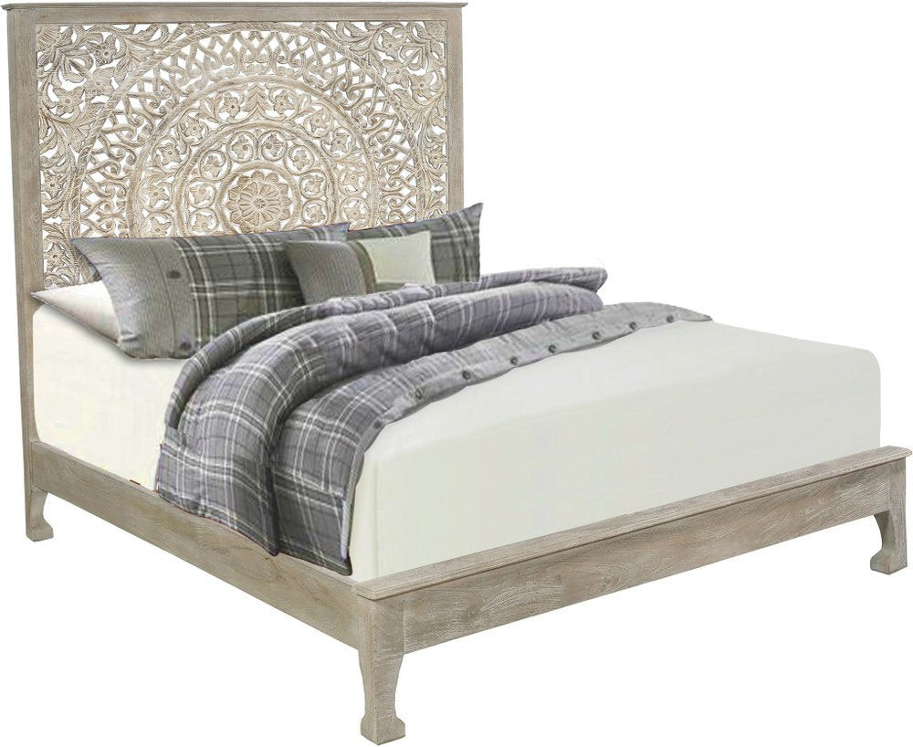 Three Piece Gray Solid Wood Bedroom Set