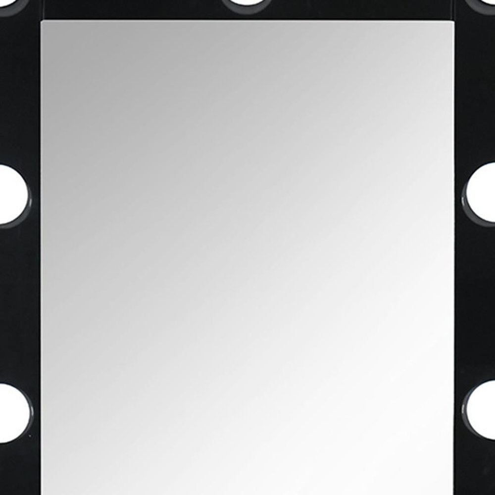 74" Black Wood Lighted Freestanding Framed Full Length Mirror