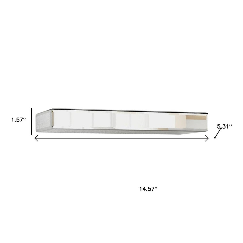 Set Of Three Silver Glass Wall Mounted Floating Shelf on a white background