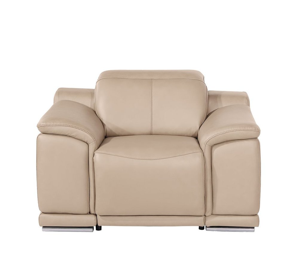 48" Gray Genuine Leather Power Wall Hugger Recliner With USB