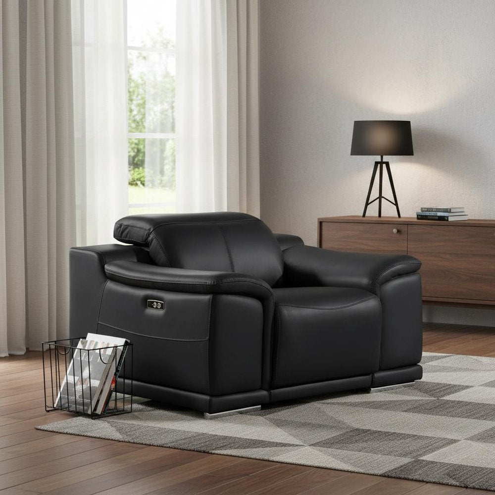 48" Beige Genuine Leather Power Wall Hugger Recliner With USB