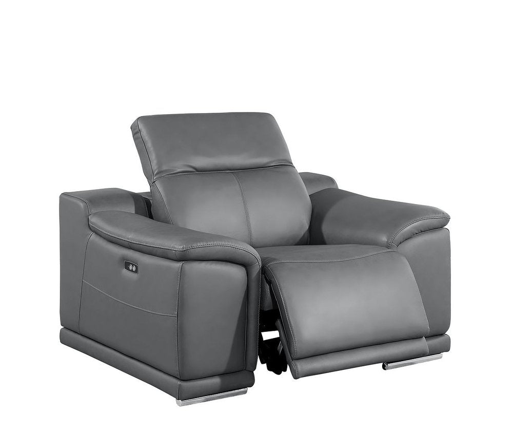 48" Beige Genuine Leather Power Wall Hugger Recliner With USB