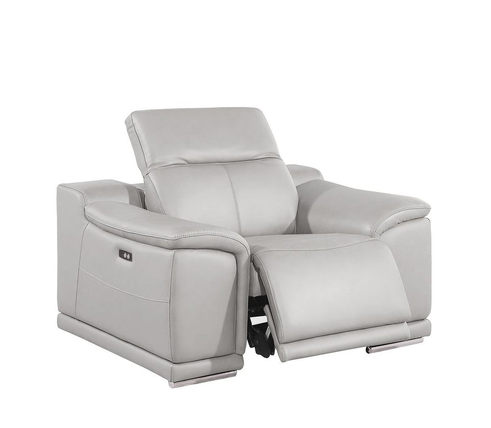 48" Beige Genuine Leather Power Wall Hugger Recliner With USB