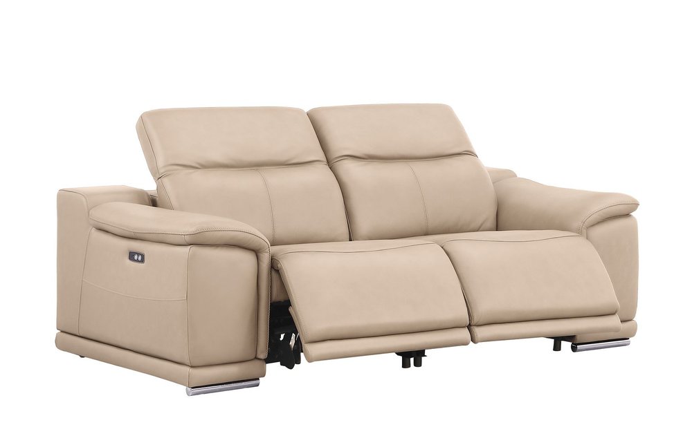 Two Piece Beige Genuine Leather Four Person Seating Set