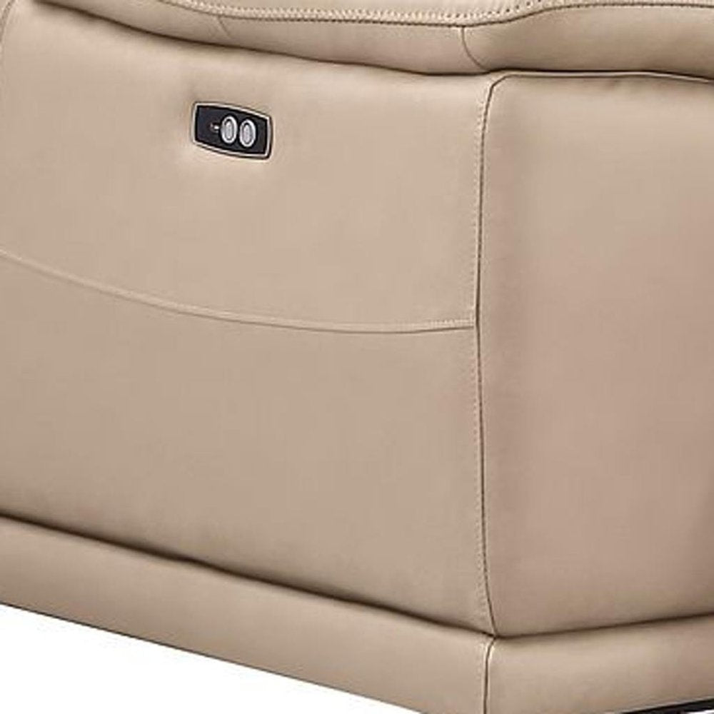 Two Piece Beige Genuine Leather Four Person Seating Set