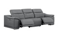 Two Piece Battleship Gray Genuine Leather Four Person Seating Set on a white background