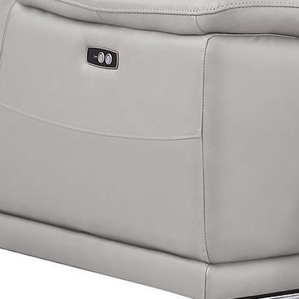 Two Piece Ash Gray Genuine Leather Four Person Seating Set