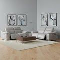Two Piece Ash Gray Genuine Leather Four Person Seating Set
