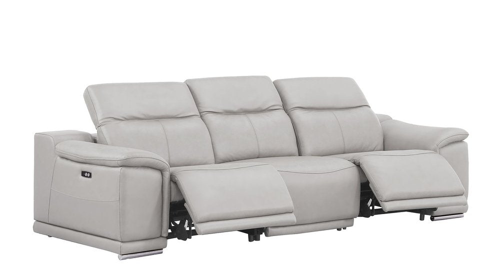 Two Piece Ash Gray Genuine Leather Four Person Seating Set