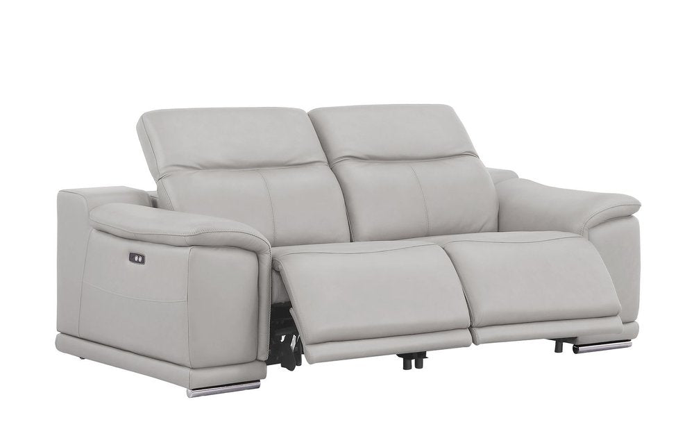 Two Piece Ash Gray Genuine Leather Four Person Seating Set