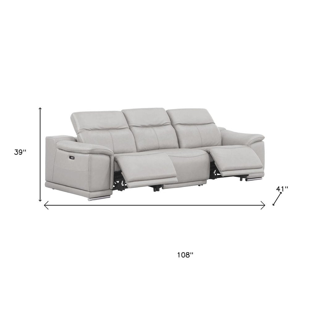 Two Piece Ash Gray Genuine Leather Four Person Seating Set