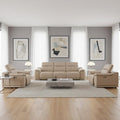 Two Piece Beige Genuine Leather Five Person Seating Set