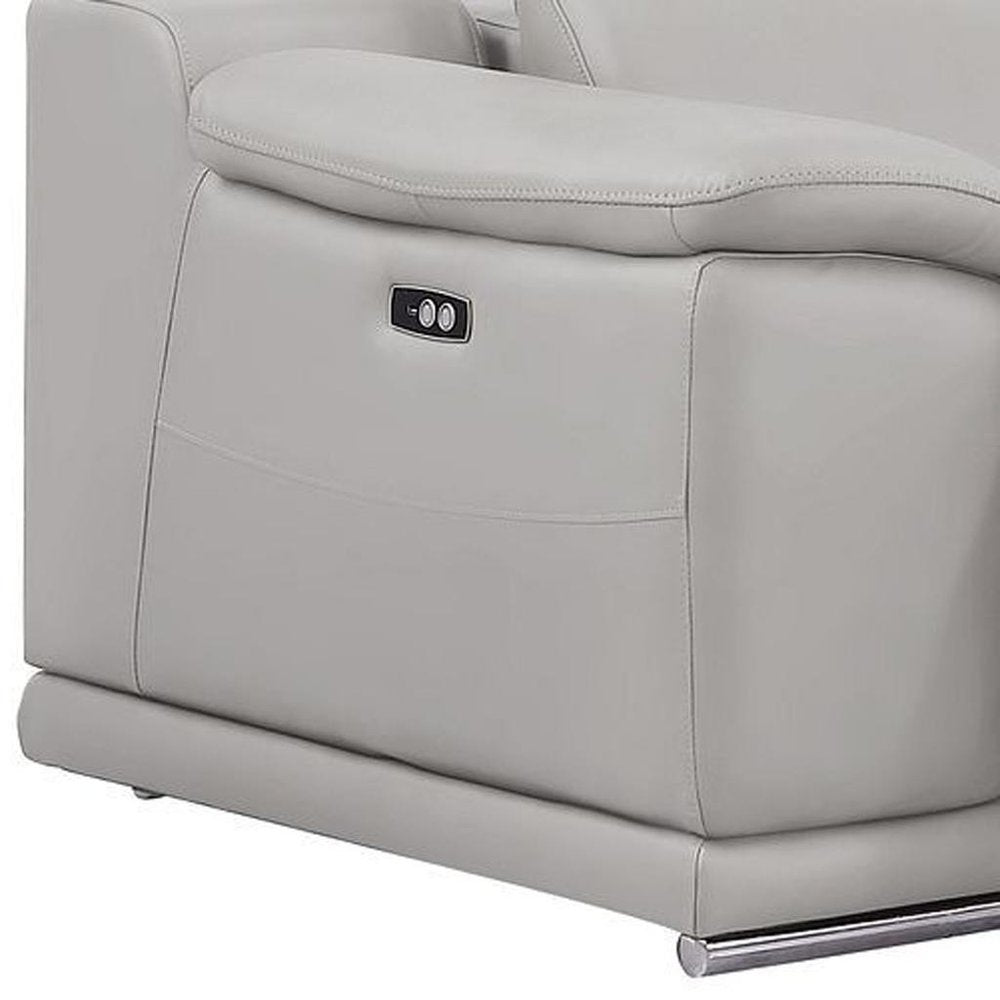 Two Piece Ash Gray Genuine Leather Five Person Seating Set